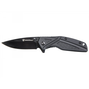 Smith & Wesson 1101 Pocket Knife 3" Drop Point 8Cr13MoV Black Oxide Blade Rubber Handle Black - Smith & Wesson