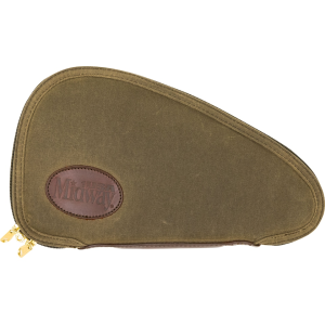 MidwayUSA Waxed Canvas Pistol Case Medium Olive Brown - Midwayusa