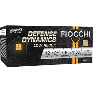 FIOCCHI Defense Dynamics Low Recoil 12 Gauge Ammo 2-3/4" #1 Buckshot 9 Pellets Box Of 10