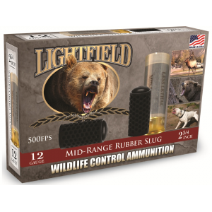 LIGHTFIELD Wildlife Control Less Lethal Mid Range 12 Gauge Rubber Slug 2-3/4" 130 Grain Box Of 5