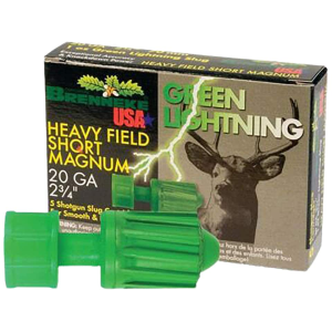 nneke Green Lightning Heavy Field Short Magnum 20 Gauge Rifled Slug 2-3/4 1oz Box Of 5 Ammo