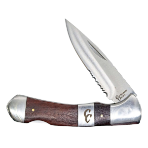 American Buffalo Knife & Tool Stockyard Lock Back Red Sap Wood Pocket Knife 3.5" Drop Point 8Cr13MoV Satin Blade Wood Handle - American Buffalo Knife & Tool