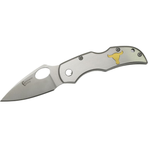 American Buffalo Knife & Tool Deuce Lockback Pocket Knife 2.5" Drop Point 8Cr13MoV Satin Blade Stainless Steel Handle Stainless - American Buffalo Knife & Tool