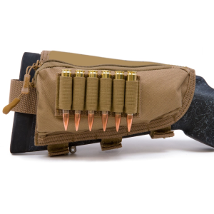 MidwayUSA Pro Series Right Hand Rifle Cheek Rest with Ammo Holder 6-Round Fixed Stock Coyote - Midwayusa