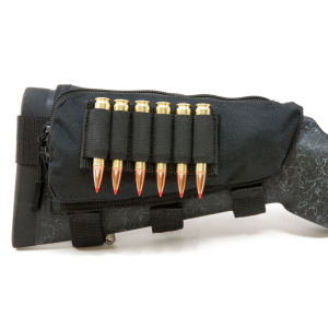 MidwayUSA Pro Series Left Hand Rifle Cheek Rest with Ammo Holder 6-Round Fixed Stock Black - Midwayusa
