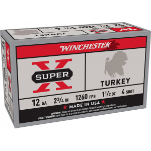 chester Super X Turkey 12 Gauge 2-3/4 #4 Copper Plated Lead Shot 1-1/2 Oz Box Of 10 Ammo