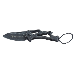 Smith & Wesson Keychain Pocket Knife 2.25" Drop Point 3Cr13 Black Stonewash Blade Stainless Steel Handle Black - Smith & Wesson