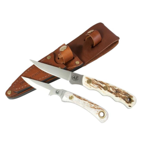 Knives of Alaska Jaeger/Cub Bear Combo Fixed Blade Knife Set D2 Tool Steel Blades Stag Handle - Knives Of Alaska