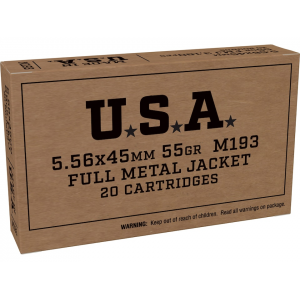 chester M193 5.56x45mm NATO 55 Grain Full Metal Jacket Box Of 20 Ammo