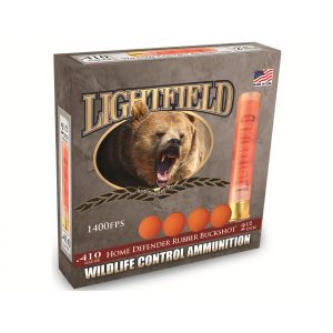 LIGHTFIELD Wildlife Control Less Lethal 410 Ammo 2-1/2" Rubber Buckshot 4 Pellets Box Of 5