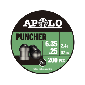 Apolo Puncher Air Gun Pellets 25 Caliber 37 Grain 6.35mm Head-Size Tin of 200 - Apolo