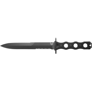 Benchmade SOCP Fixed Blade Knife 7.1" Partially Serrated Dagger CPM-3V Black Cerakote Blade G-10 Handle Black - Benchmade