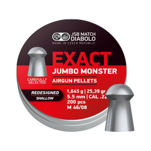 JSB Exact Jumbo Monster Shallow Skirt Air Gun Pellets 22 Caliber 25.39 Grain Tin of 200