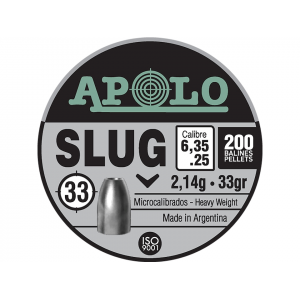 Apolo Slug Hollow Point Air Gun Pellets 25 Caliber 33 Grain 5.5mm 200PK - Apolo