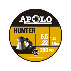 Apolo Hunter Air Gun Pellets 22 Caliber 18.5 Grain 5.5mm Head-Size Tin of 250 - Apolo