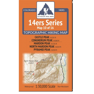 Outdoor Trail Maps 14ers Series Map 10/16 Castle, Conundrum | Maroon North Maroon Pyramid