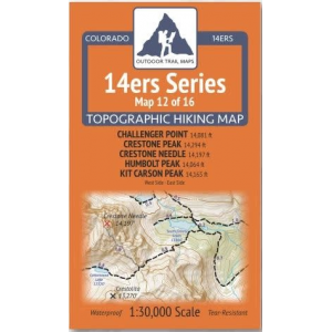 Outdoor Trail Maps 14ers Series Map 12/16 Challenger, Crestone, Crestone Needle, Humboldt, Kit Carson