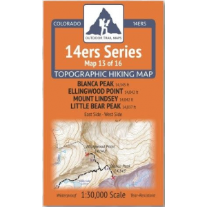Outdoor Trail Maps 14ers Series Map 13/16 Blanca, Ellingwood, Lindsey, Little Bear