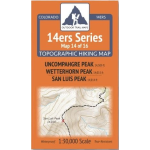 Outdoor Trail Maps 14ers Series Map 14/16 Uncompahgre, Wetterhorn | San Luis