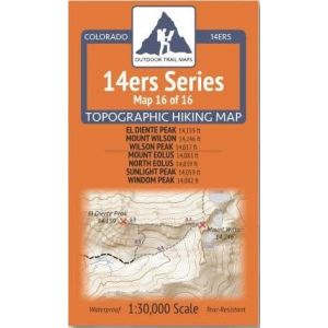 Outdoor Trail Maps 14ers Series Map 16/ El Diente, Wilson, Wilson | Eolus, North Eolus, Sunlight, Windom