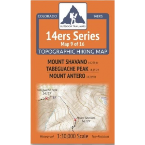 Outdoor Trail Maps 14ers Series Map 09/16 Shavano, Tabeguache | Antero