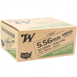 chester M855 Green Tip 5.56 NATO 62GR FMJ 500 Rounds Ammo