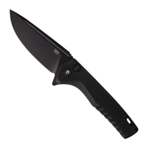 Tekto F3 Charlie Button Lock Folding Black G10 Handle D2 Drop Point Plain Black 3.8"