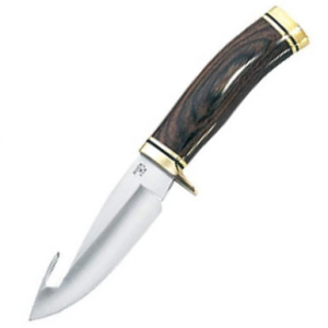 Buck Zipper 4.125" SS Gut Hook Blade Wood Handle, Sheath B191-BR-0