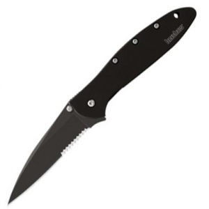Kershaw Leek Folding Assit Open Knife Serrated Drop Point 3" Black