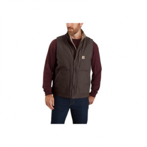 Carhartt Mens Loose Fit Washed Duck Sherpa Lined Mock-Neck Vests