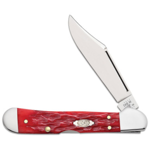 Case Dark Red Peach Seed Jigged Bone Carbon Steel Mini CopperLock Folding