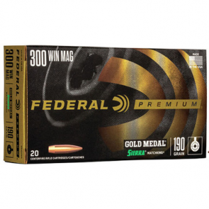 Federal GM300WM Gold Medal 300WM 190 GR Sierra Match King BTHP 20 Rounds