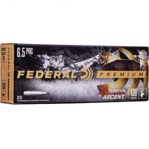 eral Premium Terminal Ascent 6.5 PRC 130GR Polymer Tip Bonded Boat Tail 20 Rounds Ammo