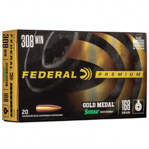 Federal GM308M Gold Medal 308 168 GR Sierra Match King BTHP 20 Rounds