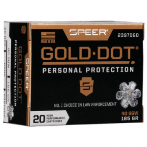Gold Dot 23970GD Personal Protection 40 S&W 165 GR JHP 20 Rounds