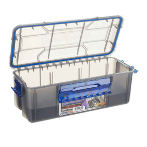 Flambeau Outdoors Zerust Max Spoon Trunk Hard Tackle Box Clear/Blue 63 Spoons