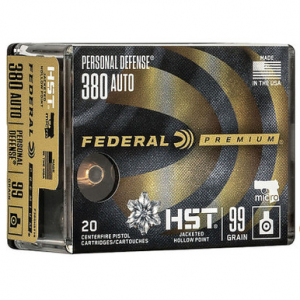 eral P380HST1S PD 380 ACP 99 GR HST JHP 20 Rounds Ammo
