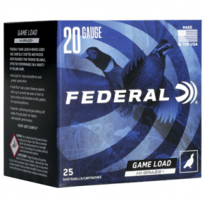 eral Game Load Upland Hi-Brass 20 Gauge 5 Shot Size 25 Rnds Ammo