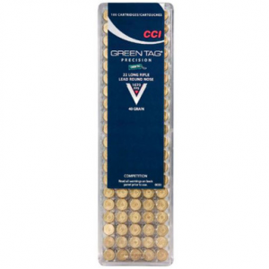  0033 Competition Green Tag 22LR 40 GR LRN 100 Rounds Ammo