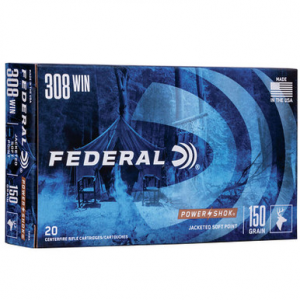 eral 308A PowerShok 308 150 GR JSP 20 Rounds Ammo