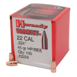 HORNADY 2229 22 CAL .224 45 GR HP (218 BEE) 100 CT.