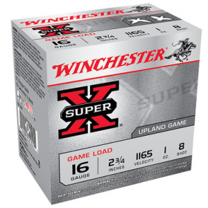 chester XU168 SuperX Game Load 16 Gauge 2.75 1 Oz 8 Shot 25 Rounds Ammo
