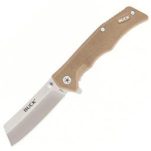 Buck Knifes 252 Trunk Folding 3.75" Cleaver 7Cr17MoV Stainless Satin Blade G-10 Handle Tan
