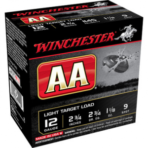 chester AA129 AA Light Target Load 12 Gauge 2.75 1 1/8 Oz 9 Shot 25 Rounds Ammo