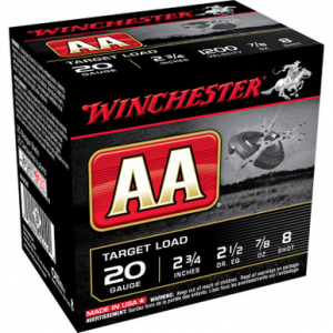 chester AA208 AA Target 20 Gauge 2.75 7/8 Oz 8 Shot 25 Rounds Ammo