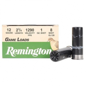 ington Game Load Ammunition 12 Gauge 2-3/4 1 Oz #8 Shot 25 Rounds Ammo