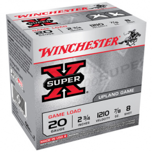 chester XU208 SuperX Game Load 20 Gauge 2.75 7/8 Oz 8 Shot 25 Rounds Ammo