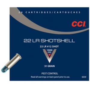  0039 Pest Control Shotshell 22LR 31 GR 12 Shot 20 Rounds Ammo