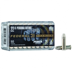 eral PD22L1 Premium Personal Defense 22 LR 29GR Punch Flat Nose 50 Rounds Ammo