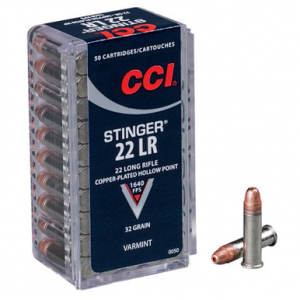  0050 Varmint Stinger 22LR 32 GR HP 50 Rounds Ammo